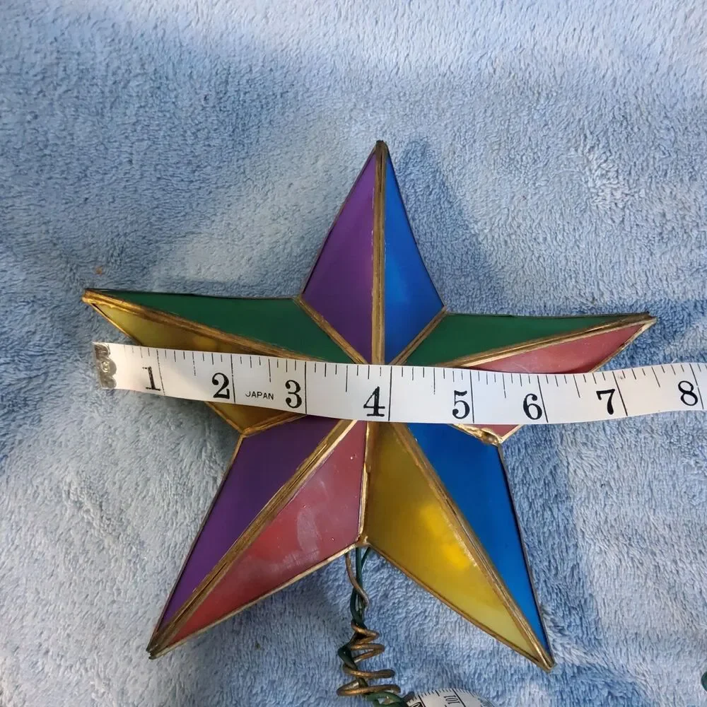 Vintage Kurt S Adler Lighted Star Tree Topper Stained Glass-Style Plastic WORKS